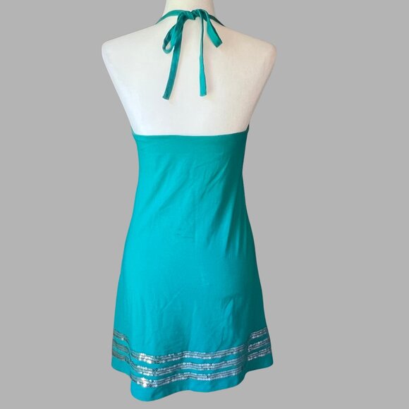 VS Bra Tops Teal Sequin Halter Mini Dress – Size S - Picture 3 of 8